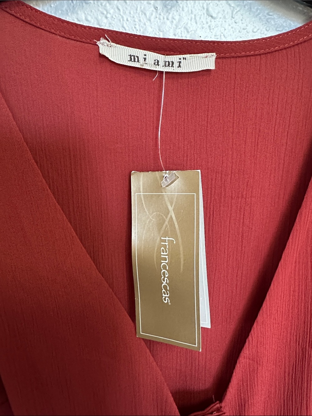Francesca’s miami Rust Red Button-Front Ruffle Mini Dress Size S/M - Picture 2 of 12